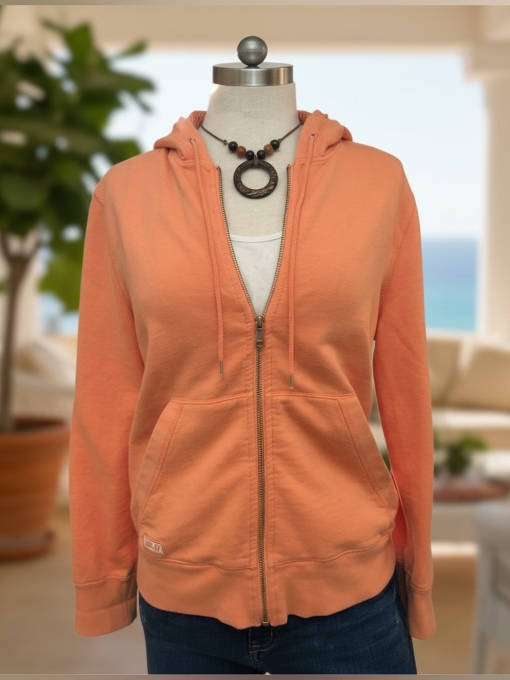 Lauren Jeans Co. Ralph Lauren Zip Up Hooded Sweatshirt |Medium Petite